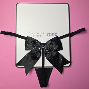 Victoria's Secret Black Panties with Bow S L Nwt